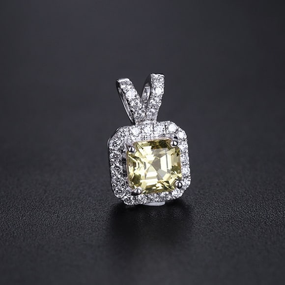 14k Gold 0.97 Ctw Natural Chrysoberyl & Diamond Pendant( Without Chain ) - 2