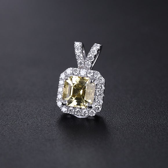 14k Gold 0.97 Ctw Natural Chrysoberyl & Diamond Pendant( Without Chain ) - 3