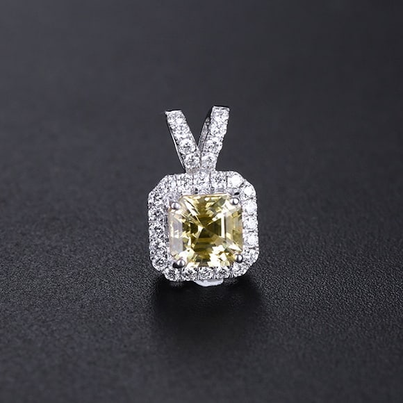 14k Gold 0.97 Ctw Natural Chrysoberyl & Diamond Pendant( Without Chain ) - 4