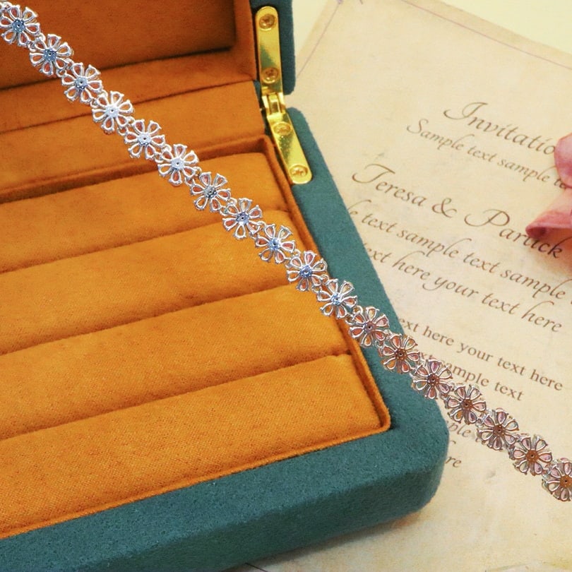 14k Gold 6.87 Ctw Natural Padparadscha Sapphire & Diamond Bracelet - 4