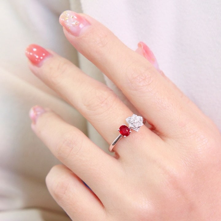 14k Gold 0.47 Ctw Natural Ruby & Diamond Ring - 2