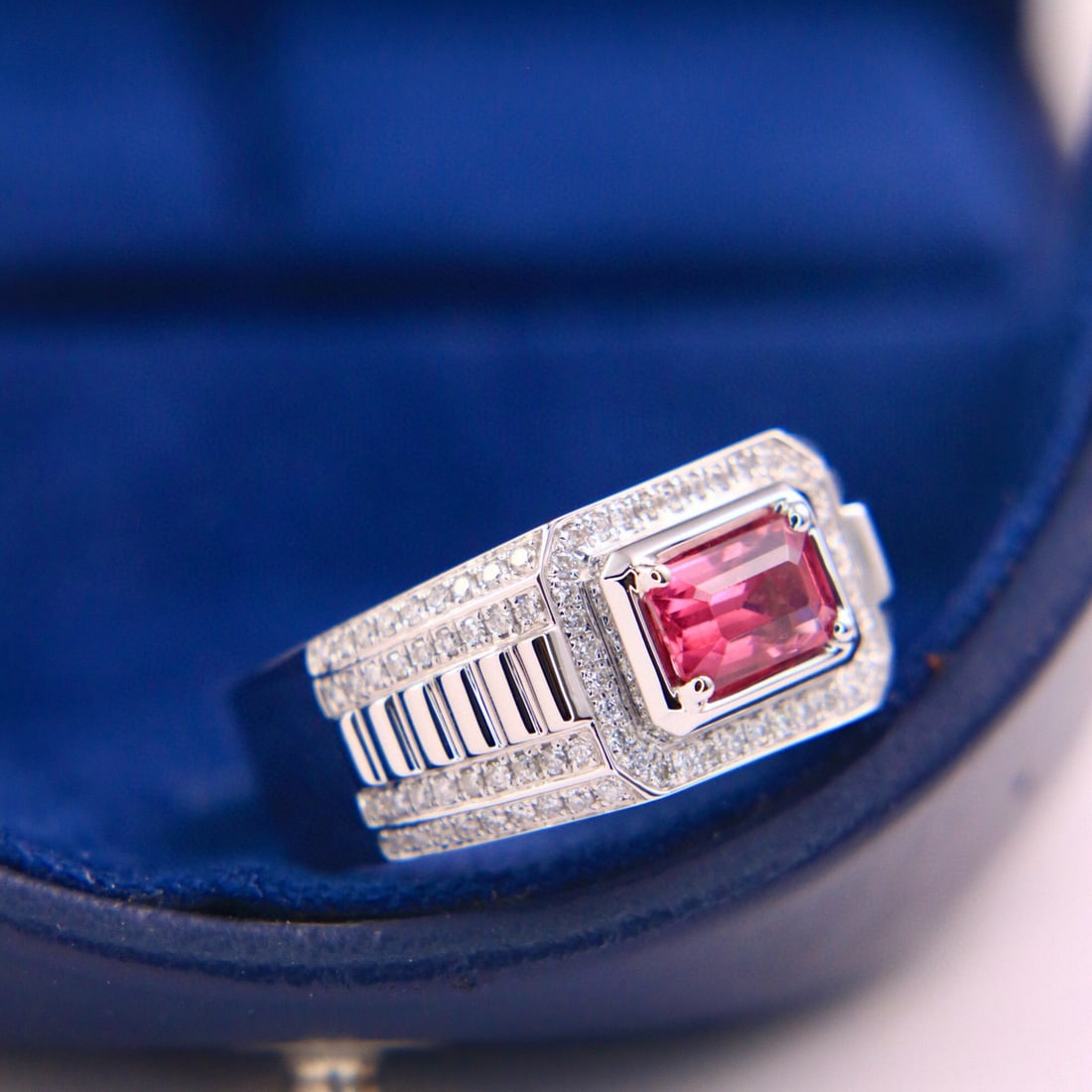 14k Gold 1.43 Ctw Natural Spinel & Diamond & Men¡¯s Ring - 2