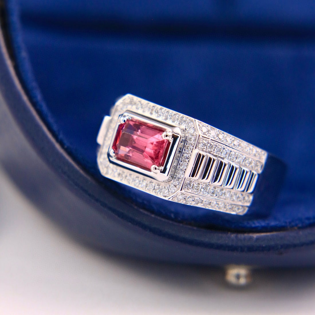 14k Gold 1.43 Ctw Natural Spinel & Diamond & Men¡¯s Ring - 3