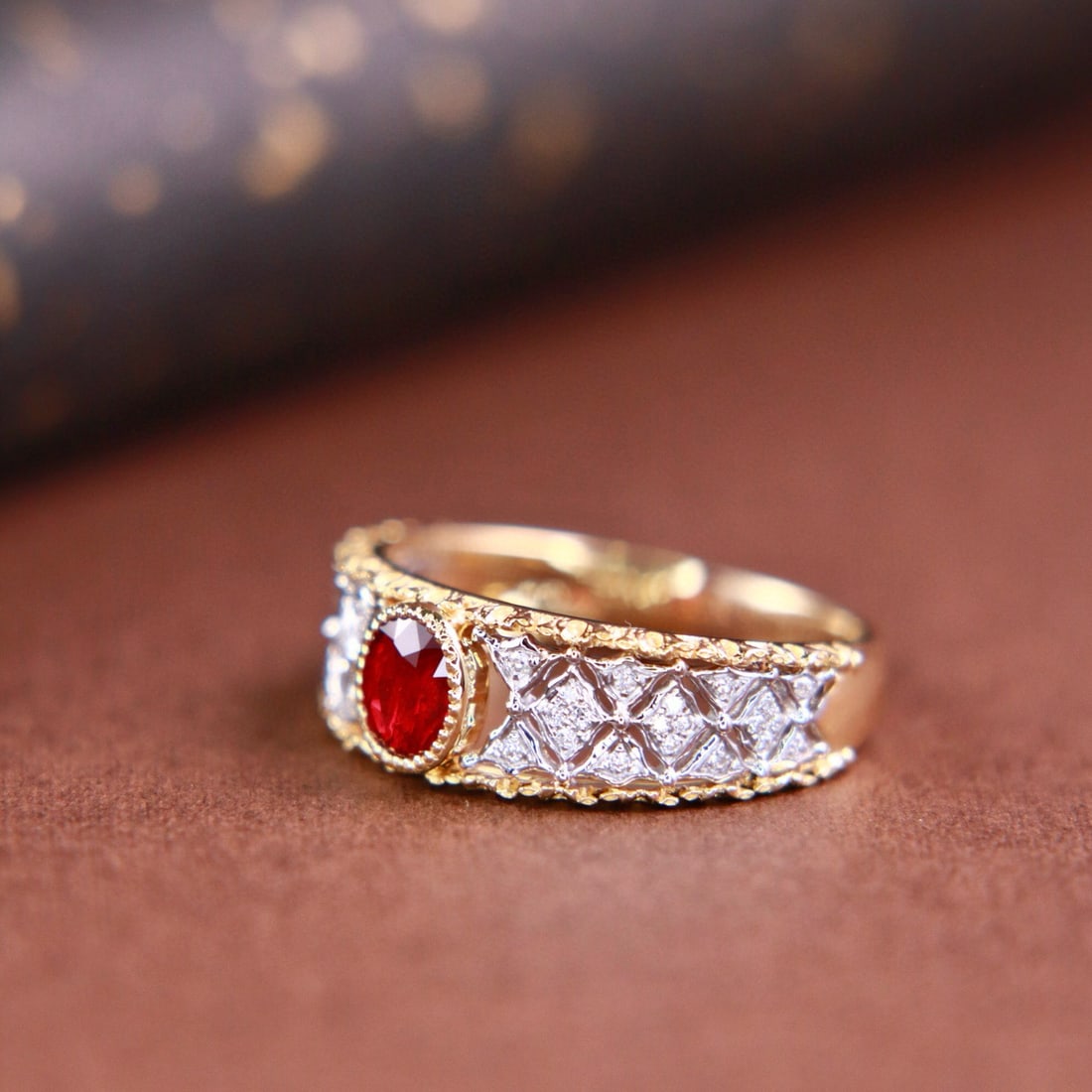 14k Gold 0.57 Ctw Natural Ruby & Diamond Ring - 2