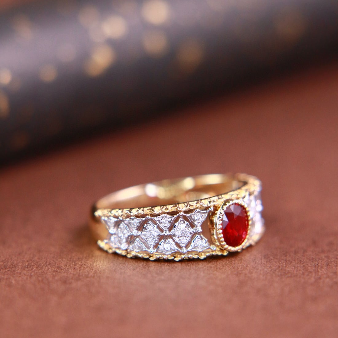 14k Gold 0.57 Ctw Natural Ruby & Diamond Ring - 3