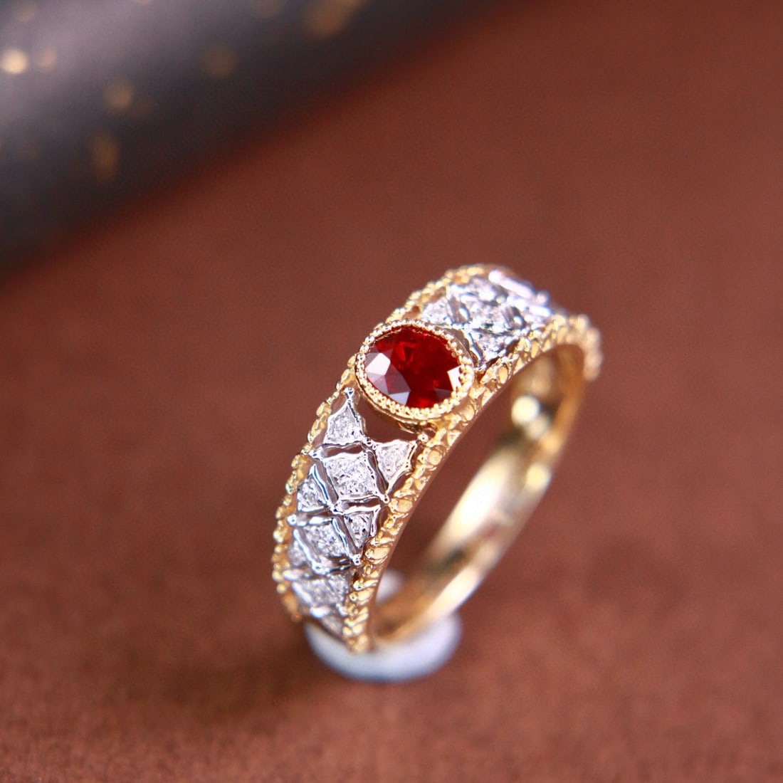 14k Gold 0.57 Ctw Natural Ruby & Diamond Ring - 4