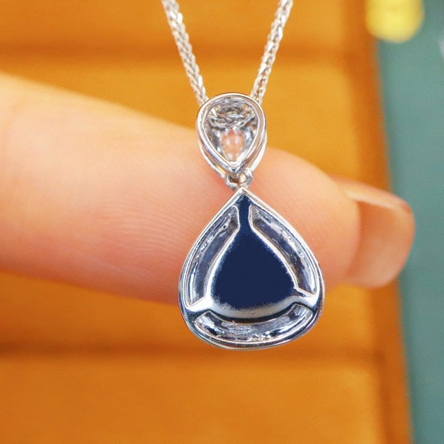 14k Gold 1.57 Ctw Natural Sapphire & Diamond Pendant( Without Chain ) - 4