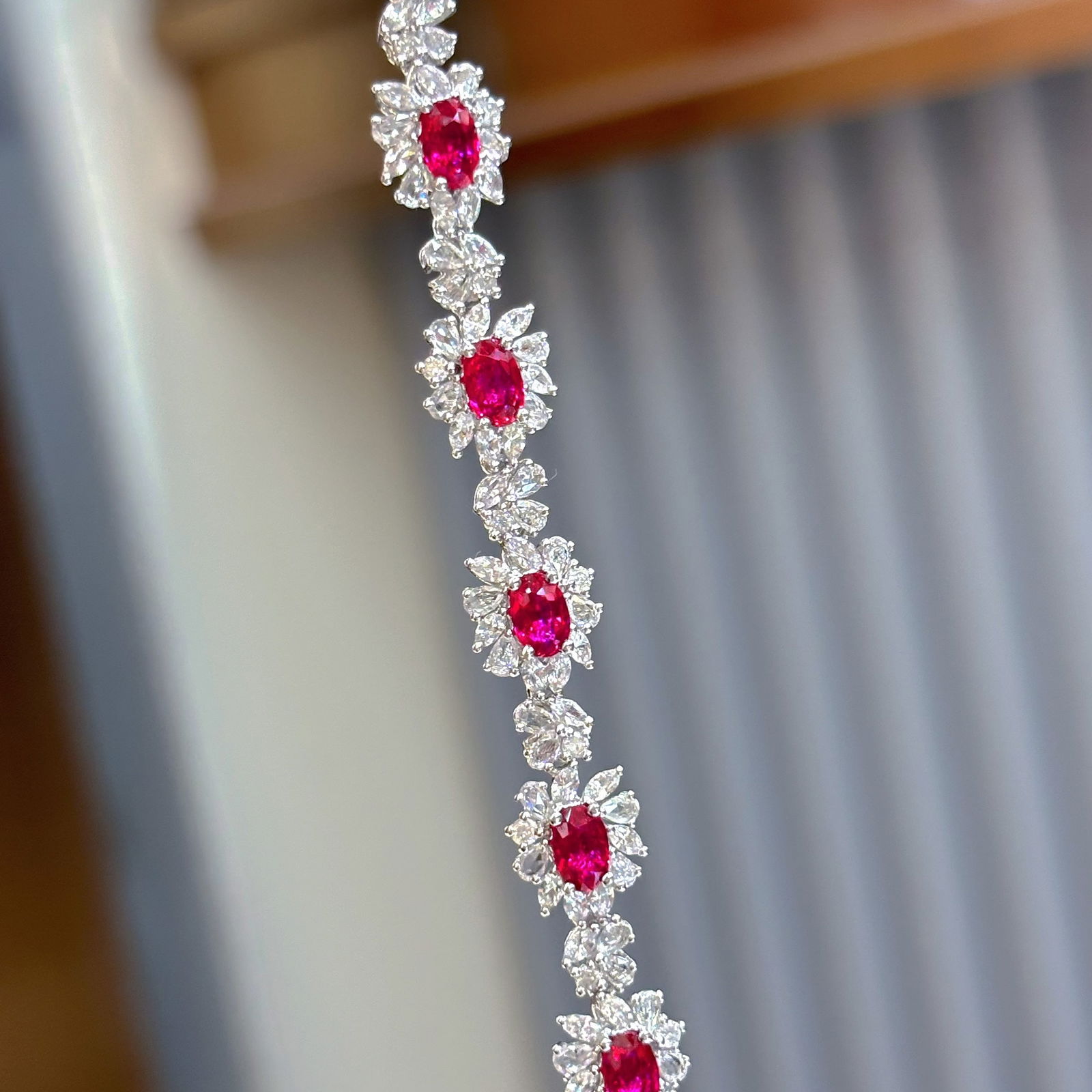 14k Gold 4.16 Ct Natural Ruby & Diamond & Sapphire Bracelet: Ref:230976247 // gold content:14k gold // main gemstone:ruby // shape:oval // carat weight:4. 16ct // color:red // treatment:natural // // adjacent gemstone 2 : diamond // shape:round // clarity