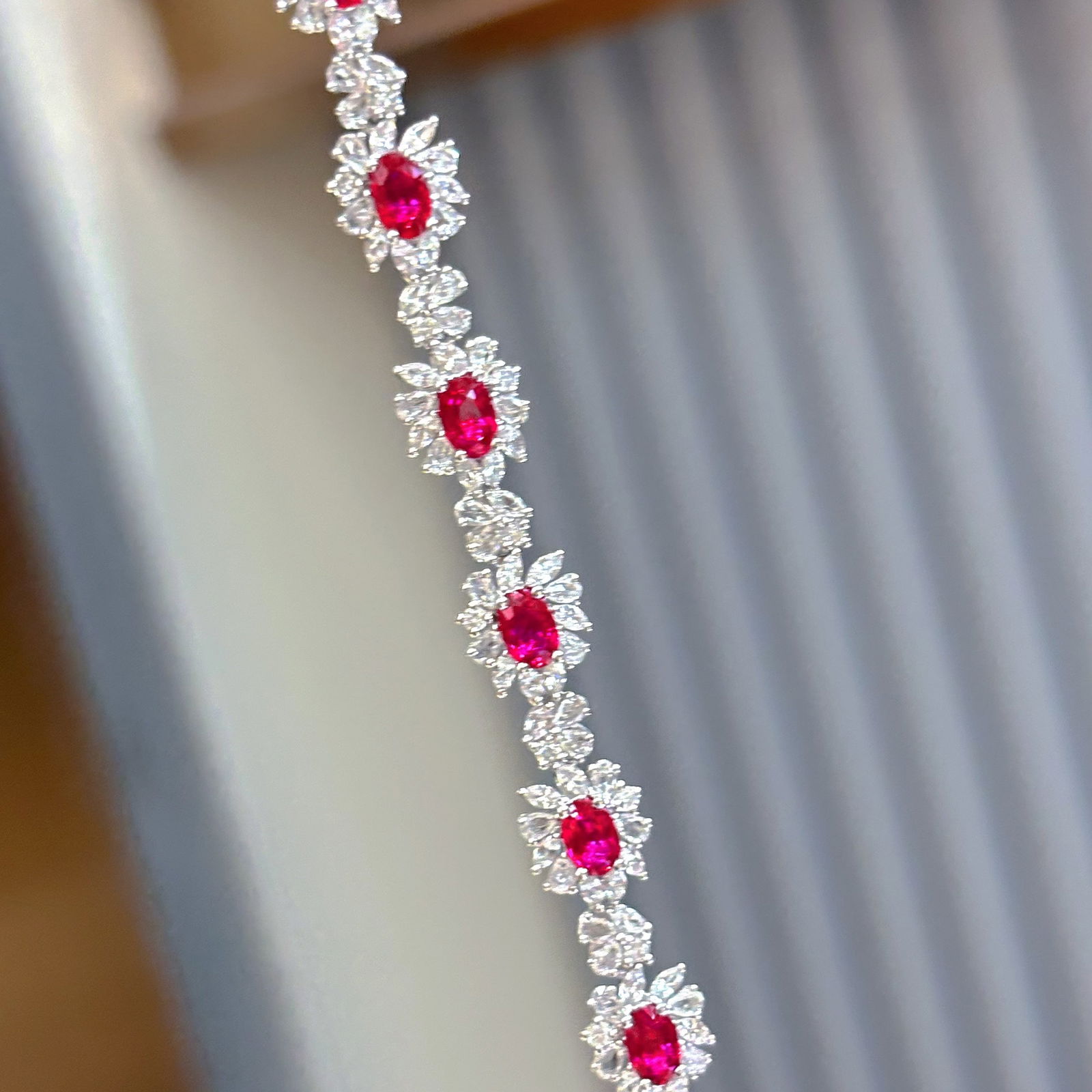 14k Gold 4.16 Ct Natural Ruby & Diamond & Sapphire Bracelet - 2