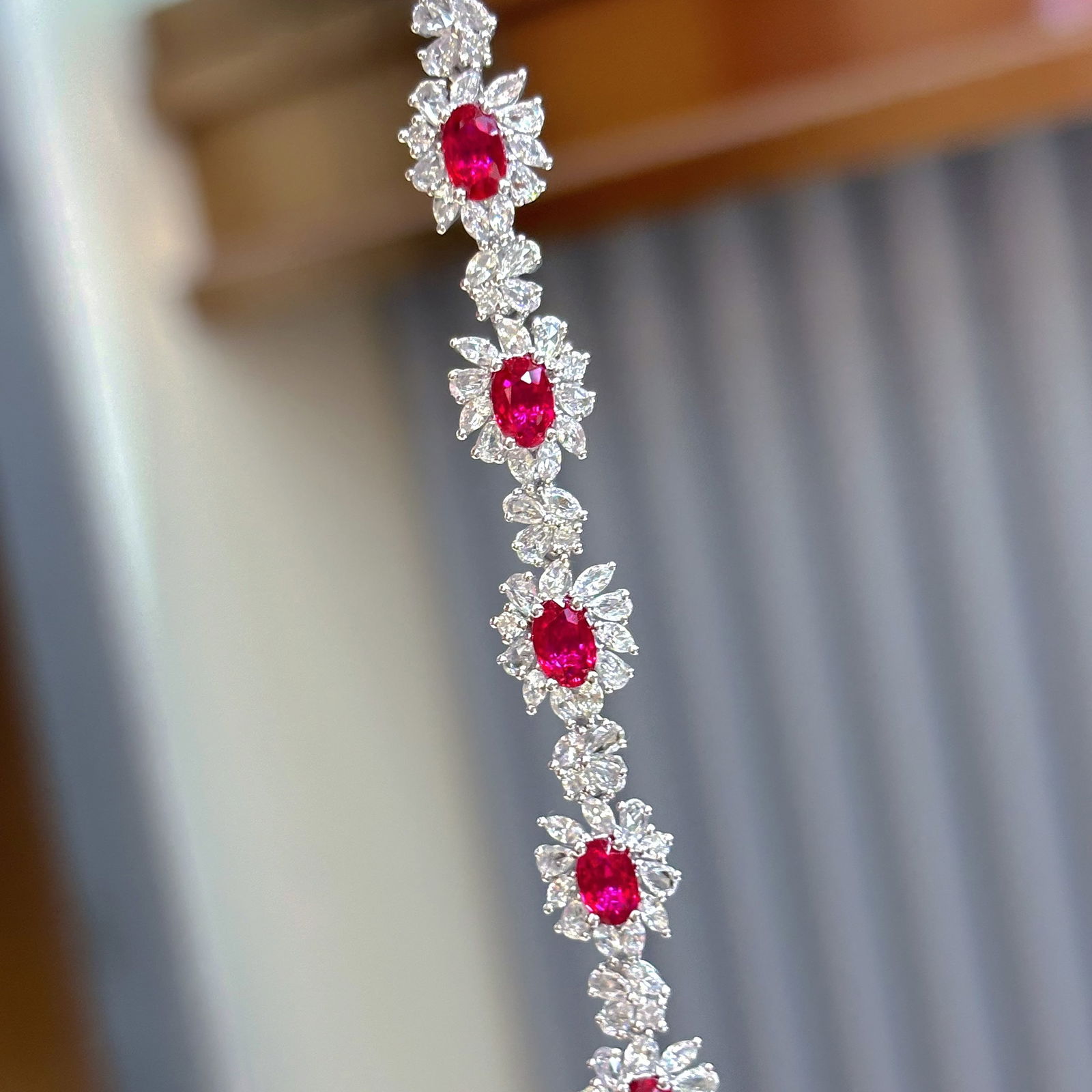 14k Gold 4.16 Ct Natural Ruby & Diamond & Sapphire Bracelet - 4