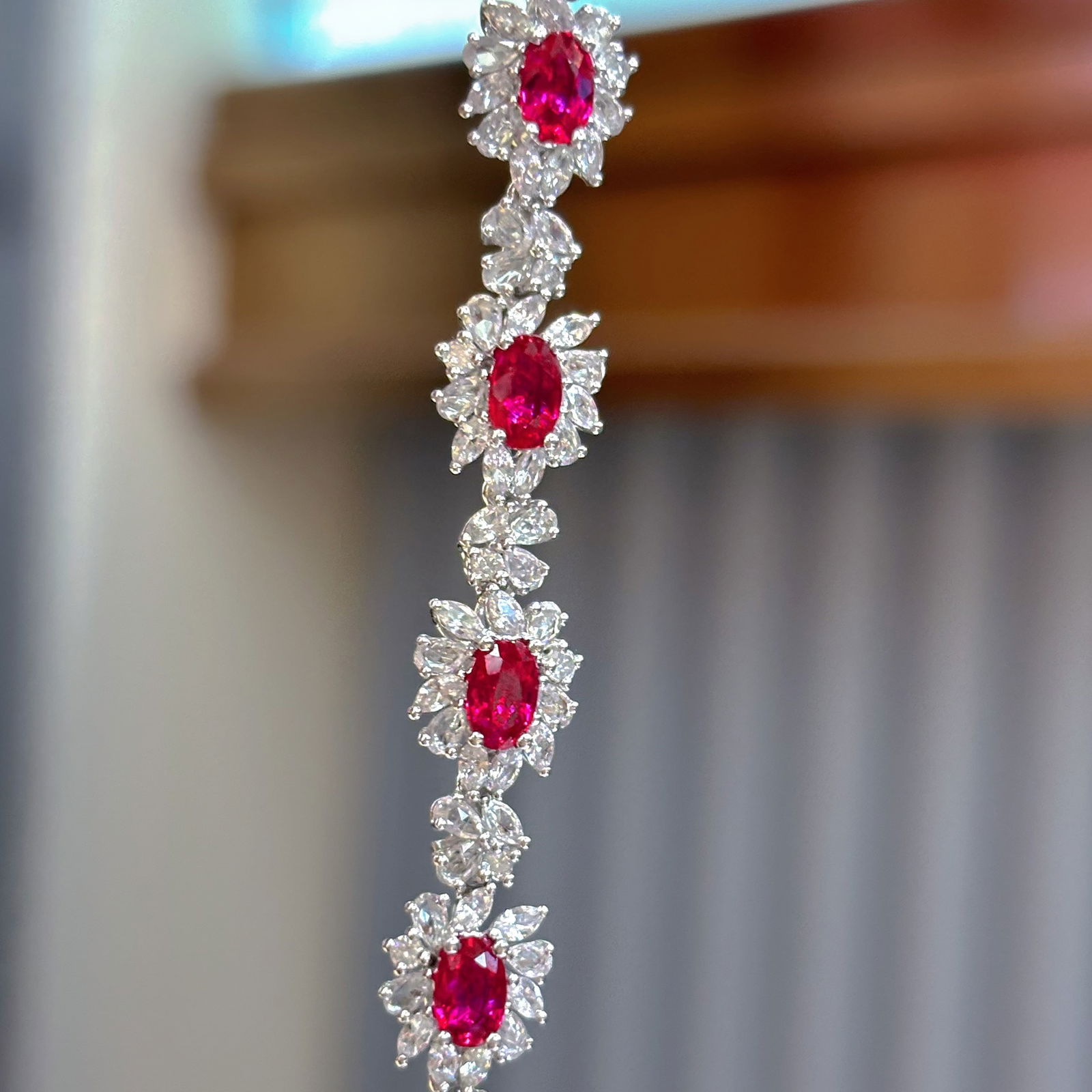 14k Gold 4.16 Ct Natural Ruby & Diamond & Sapphire Bracelet - 5