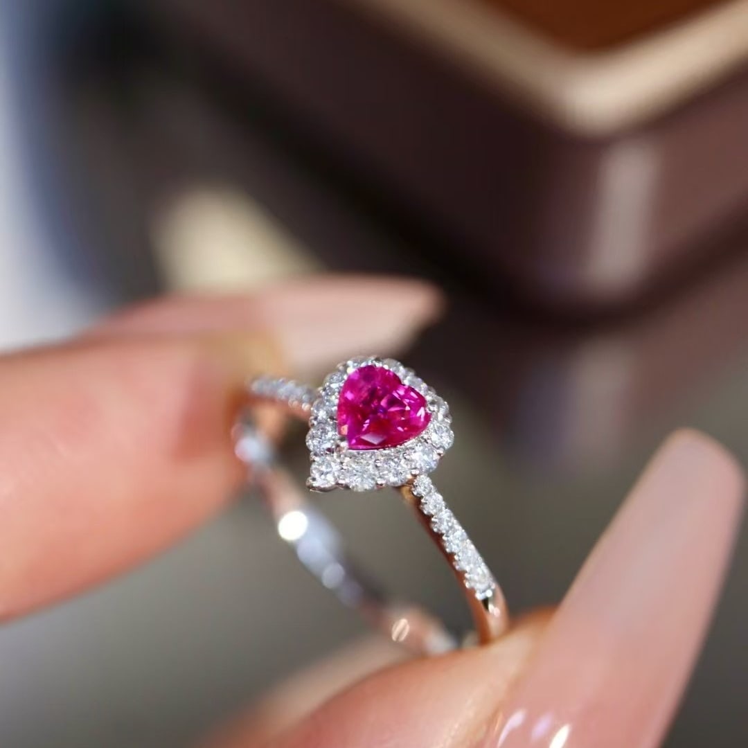 14k Gold 0.45 Ctw Natural Ruby & Diamond Ring - 3