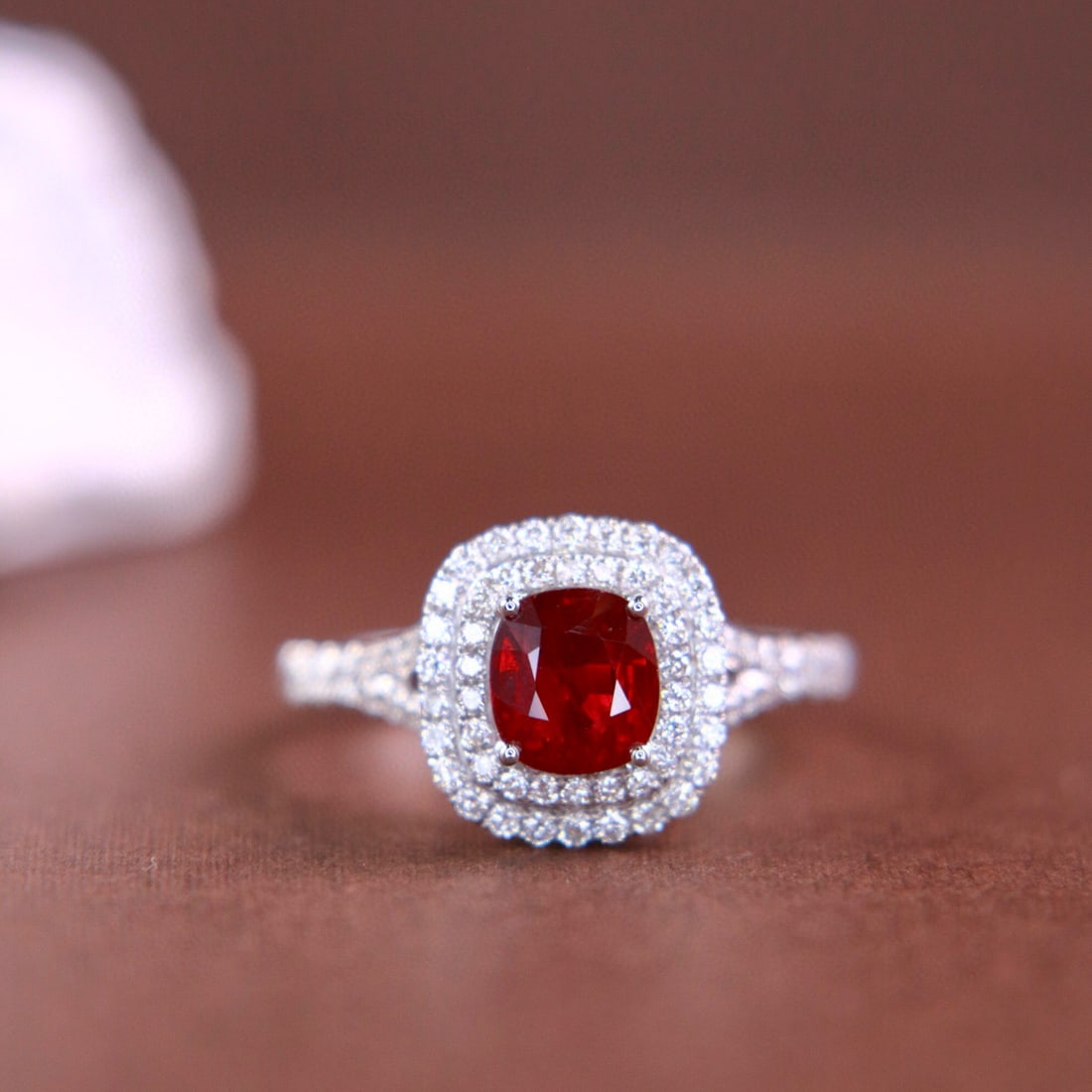 14k Gold 1.77 Ctw Natural Ruby & Diamond Ring: Ref:230976268 // gold content:14k gold // ring size:7. 25us // // main gemstone:ruby // shape:cushion // carat weight:1. 34ct // color:pigeonblood red // treatment:natural // // adjacent gemstone 2 :