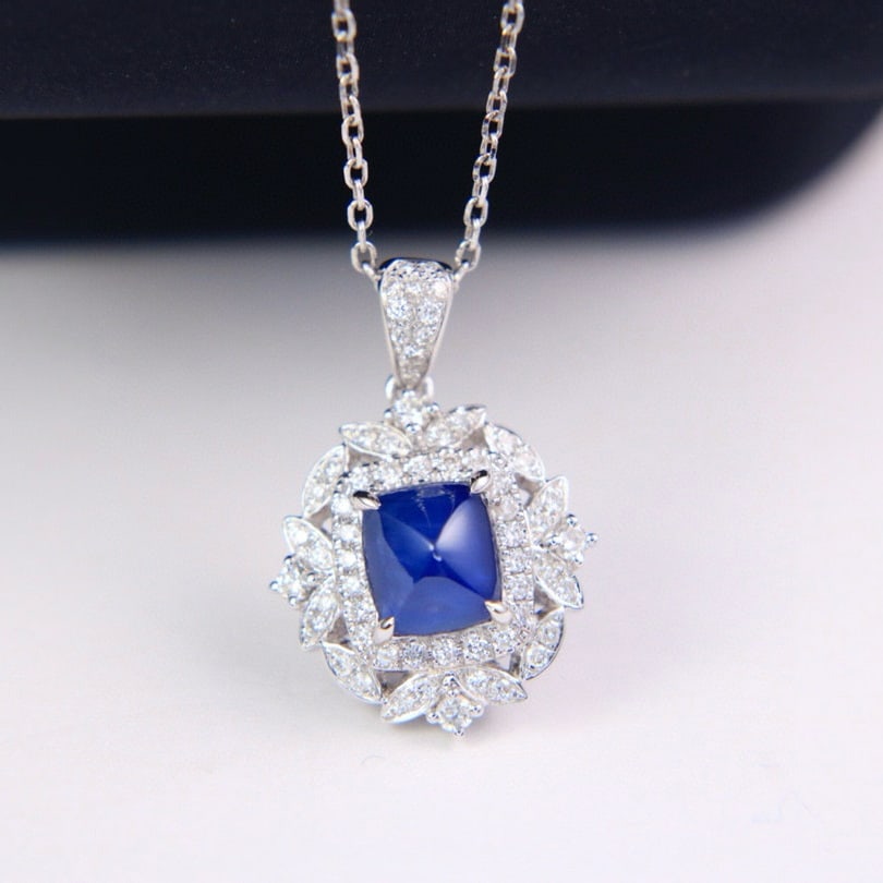 14k Gold 2.17 Ctw Natural Sapphire & Diamond Pendant( Without Chain ) - 3