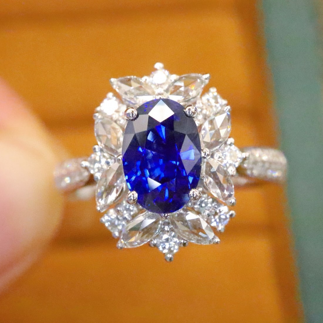 14k Gold 2.08 Ctw Natural Sapphire & Diamond Ring: Ref:230976275 // gold content:14k gold // ring size:7. 25us // // main gemstone:sapphire // shape:oval // carat weight:1. 60ct // color:royal blue // treatment:natural // // adjacent gemstone 2 :