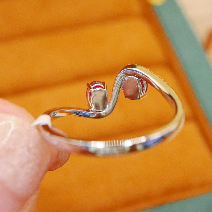 14k Gold 0.71 Ctw Natural Ruby & Diamond Ring - 5