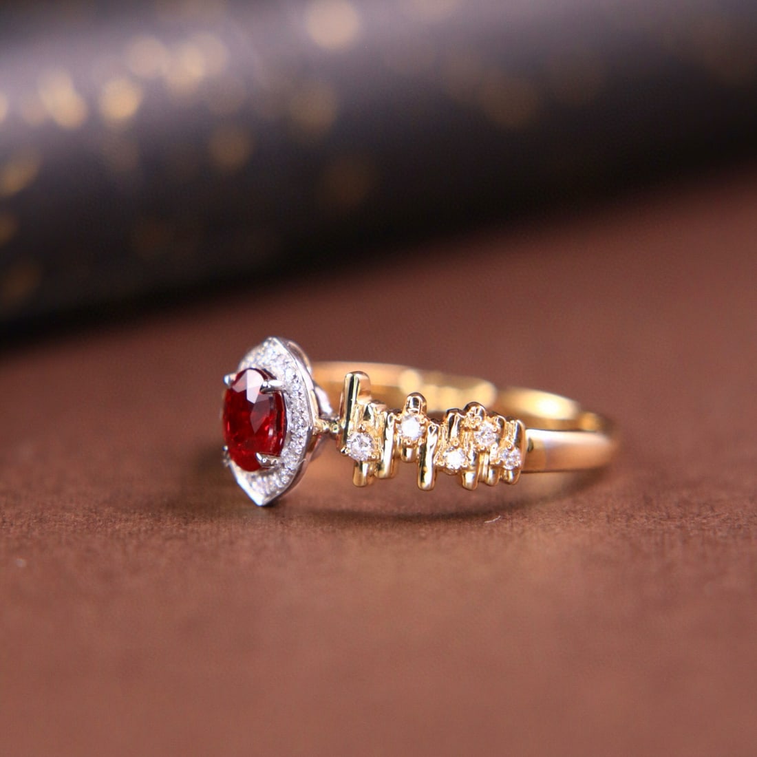 14k Gold 0.63 Ctw Natural Ruby & Diamond Ring - 4