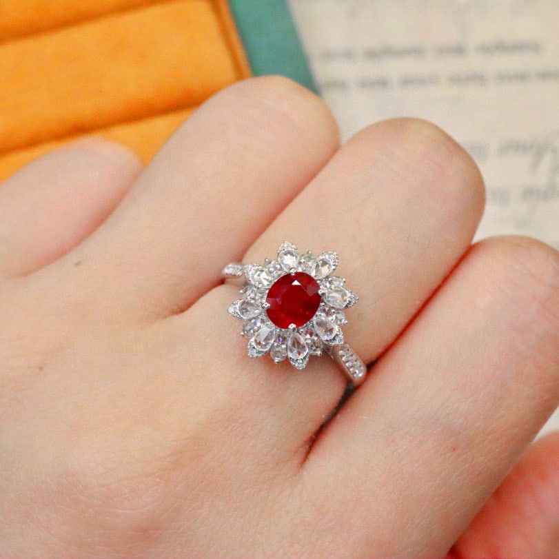 14k Gold 1.59 Ctw Natural Ruby & Diamond Ring - 5