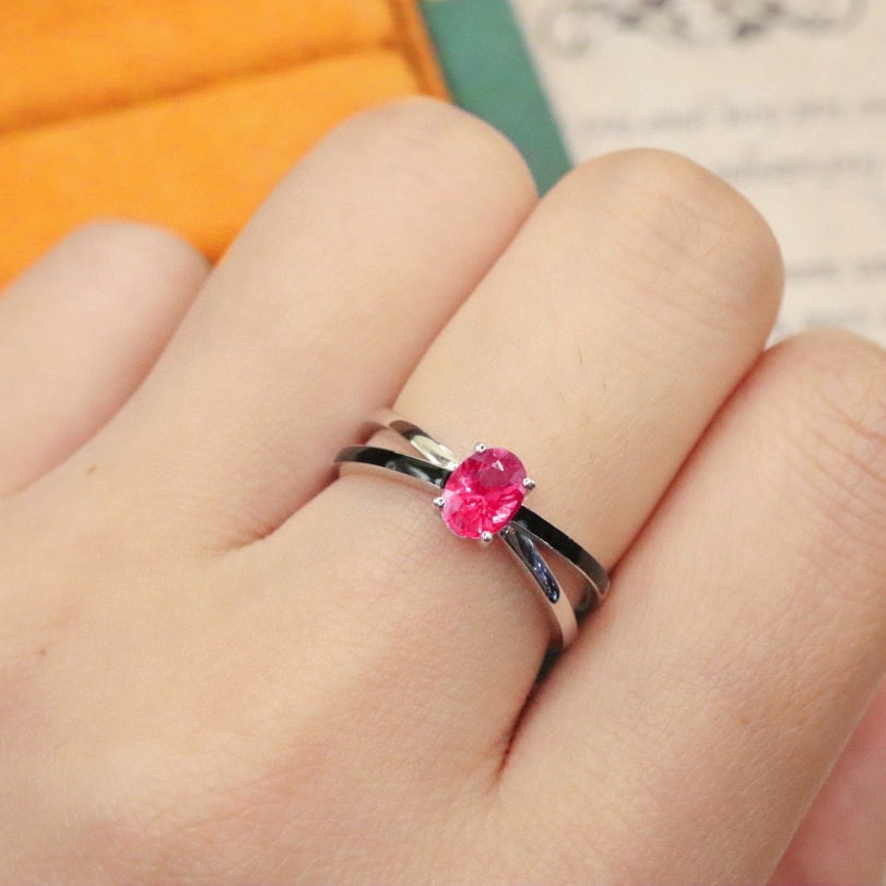 14k Gold 0.62 Ct Natural Ruby Ring - 5