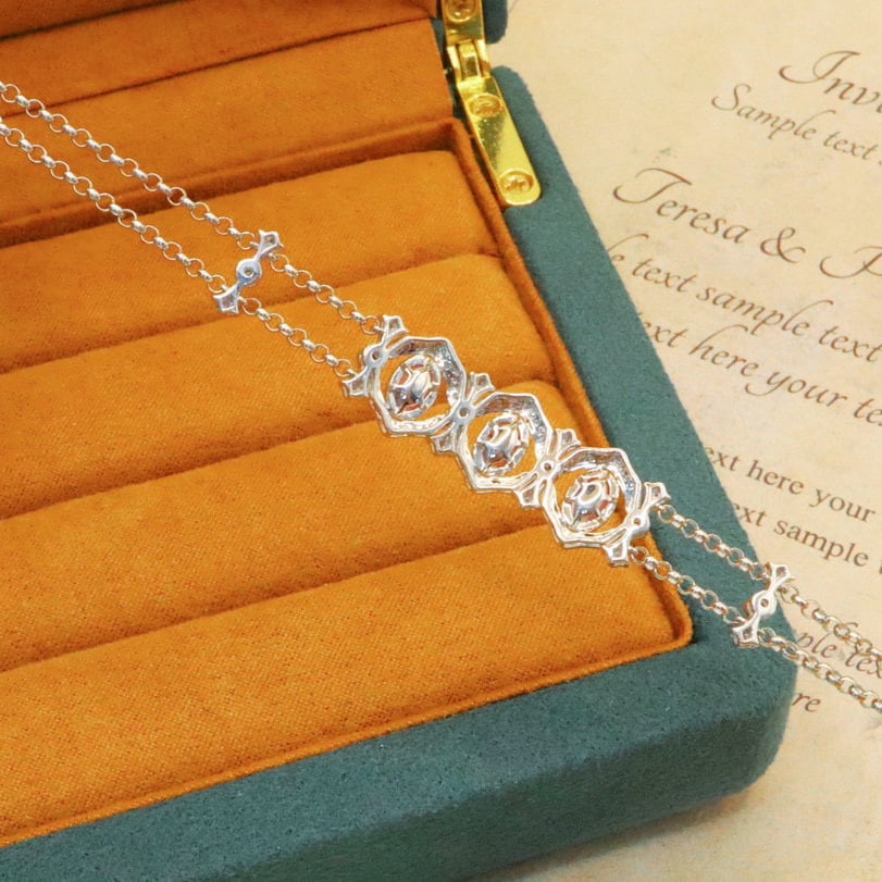 14k Gold 1.94 Ctw Natural Padparadscha Sapphire & Diamond Bracelet - 4