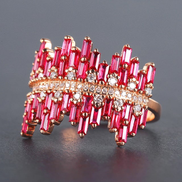 14k Gold 1.55 Ctw Natural Ruby & Diamond Ring - 2