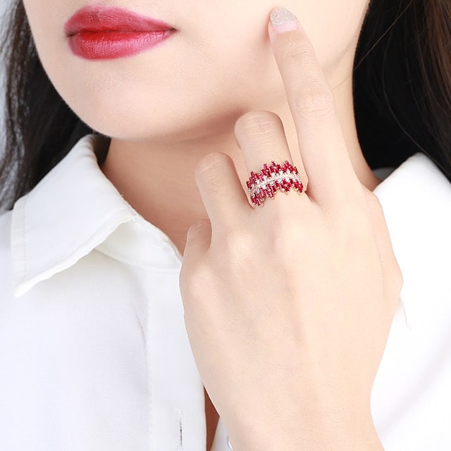 14k Gold 1.55 Ctw Natural Ruby & Diamond Ring - 6