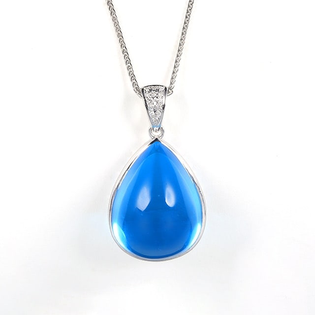 14k Gold 19.68 Ctw Natural Topaz & Diamond Pendant( Without Chain ): Ref:230976364 // gold content:14k gold // main gemstone:topaz // shape:pear // carat weight:19. 64ct // color:blue // treatment:natural // // adjacent gemstone 2 : diamond // number of stones:13 //