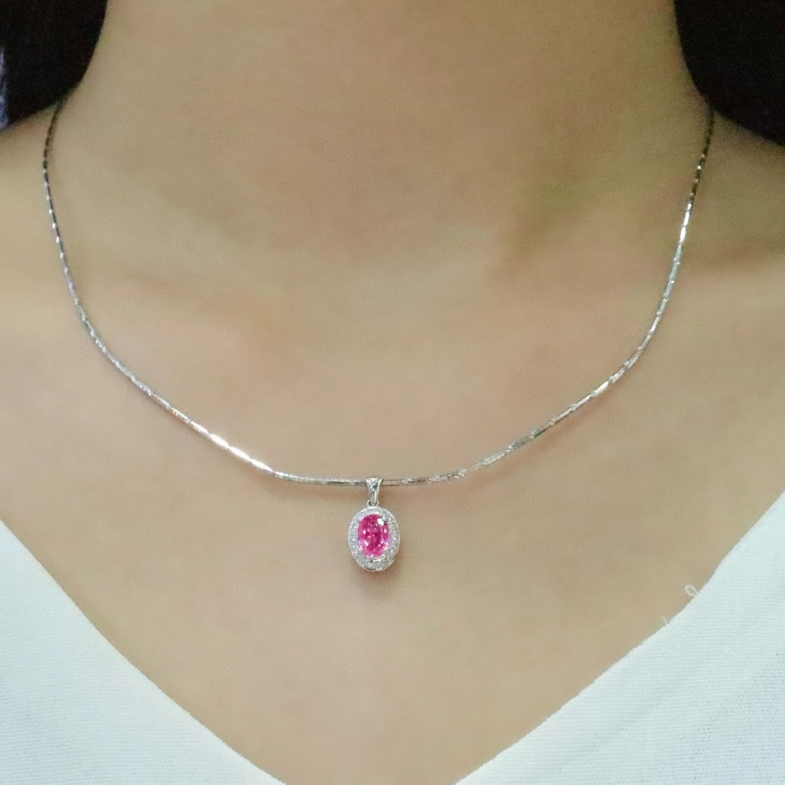 14k Gold 0.99 Ctw Natural Padparadscha Sapphire & Diamond Pendant( Without Chain ) - 5