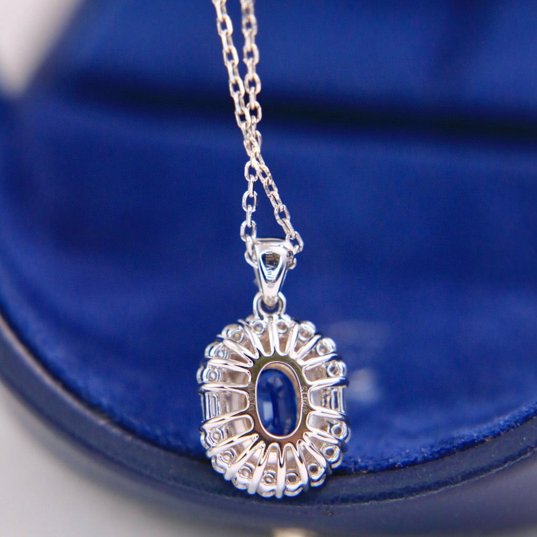 14k Gold 1.48 Ctw Natural Sapphire & Diamond Pendant( Without Chain ) - 4