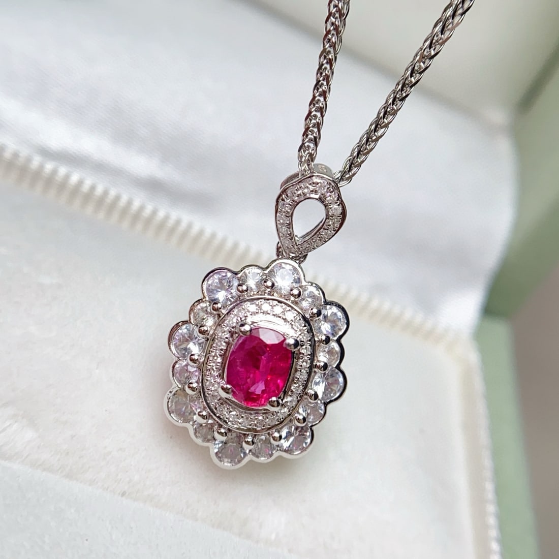 14k Gold 0.80 Ct Natural Ruby & Diamond & Sapphire Pendant( Without Chain ): Ref:230976397 // gold content:14k gold // main gemstone:ruby // shape:oval // carat weight:0. 80ct // color:red // treatment:natural // // adjacent gemstone 2 : diamond // number of stones:39 //