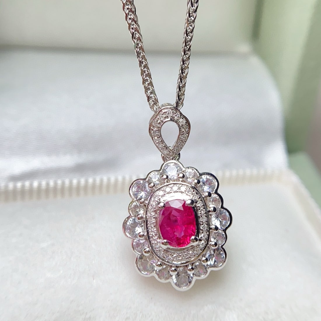 14k Gold 0.80 Ct Natural Ruby & Diamond & Sapphire Pendant( Without Chain ) - 3