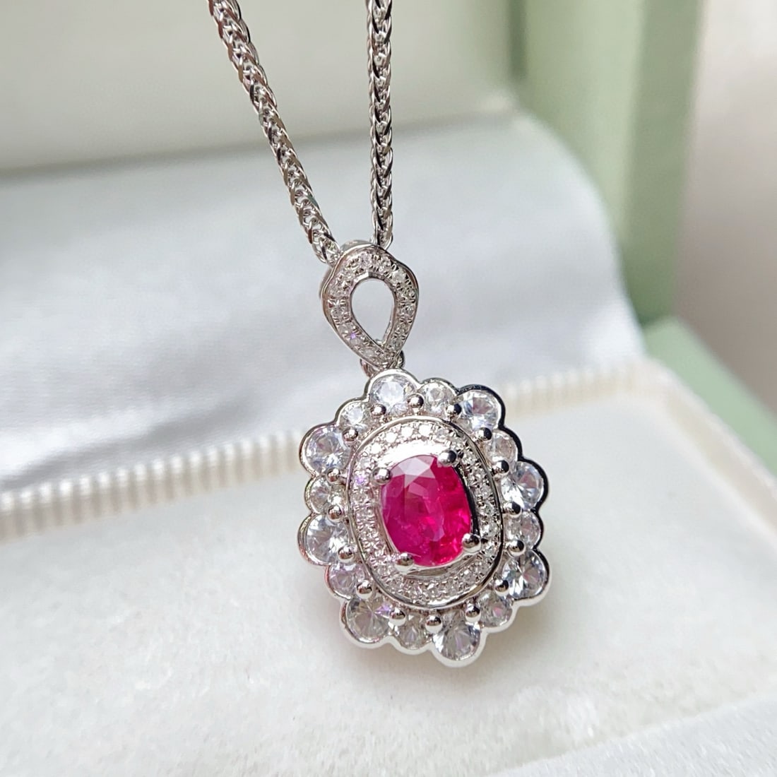14k Gold 0.80 Ct Natural Ruby & Diamond & Sapphire Pendant( Without Chain ) - 4