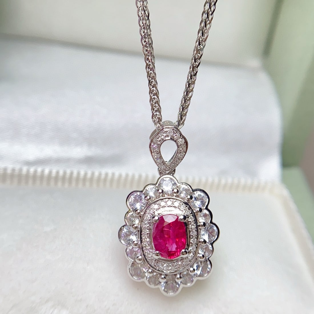 14k Gold 0.80 Ct Natural Ruby & Diamond & Sapphire Pendant( Without Chain ) - 5