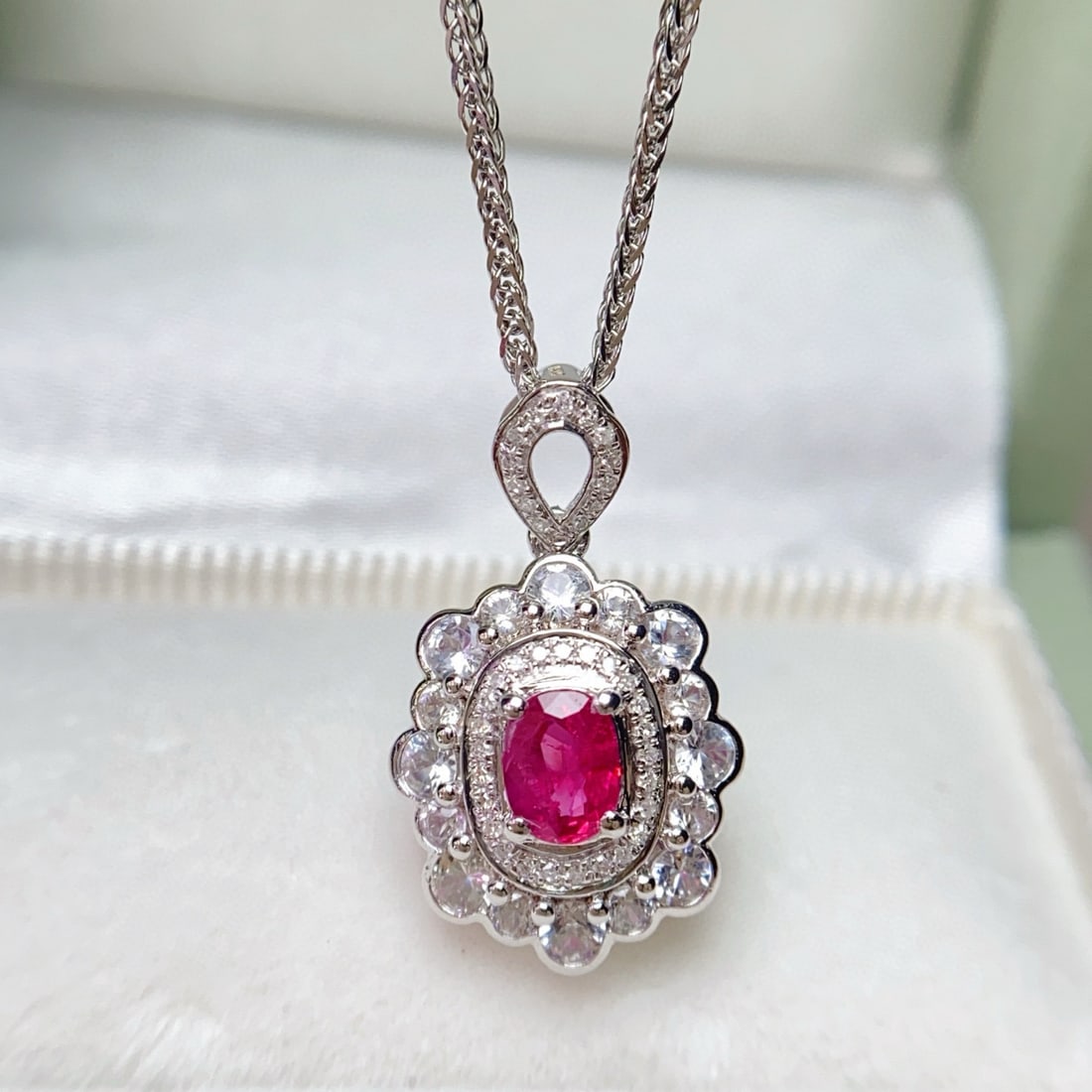 14k Gold 0.80 Ct Natural Ruby & Diamond & Sapphire Pendant( Without Chain ) - 6