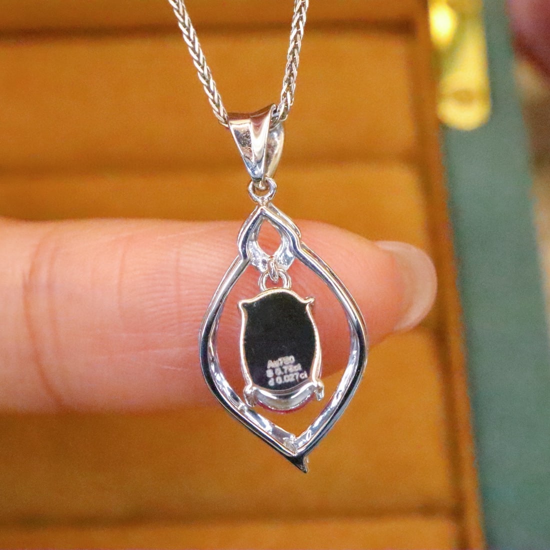 14k Gold 0.80 Ctw Natural Padparadscha Sapphire & Diamond Pendant( Without Chain ) - 4