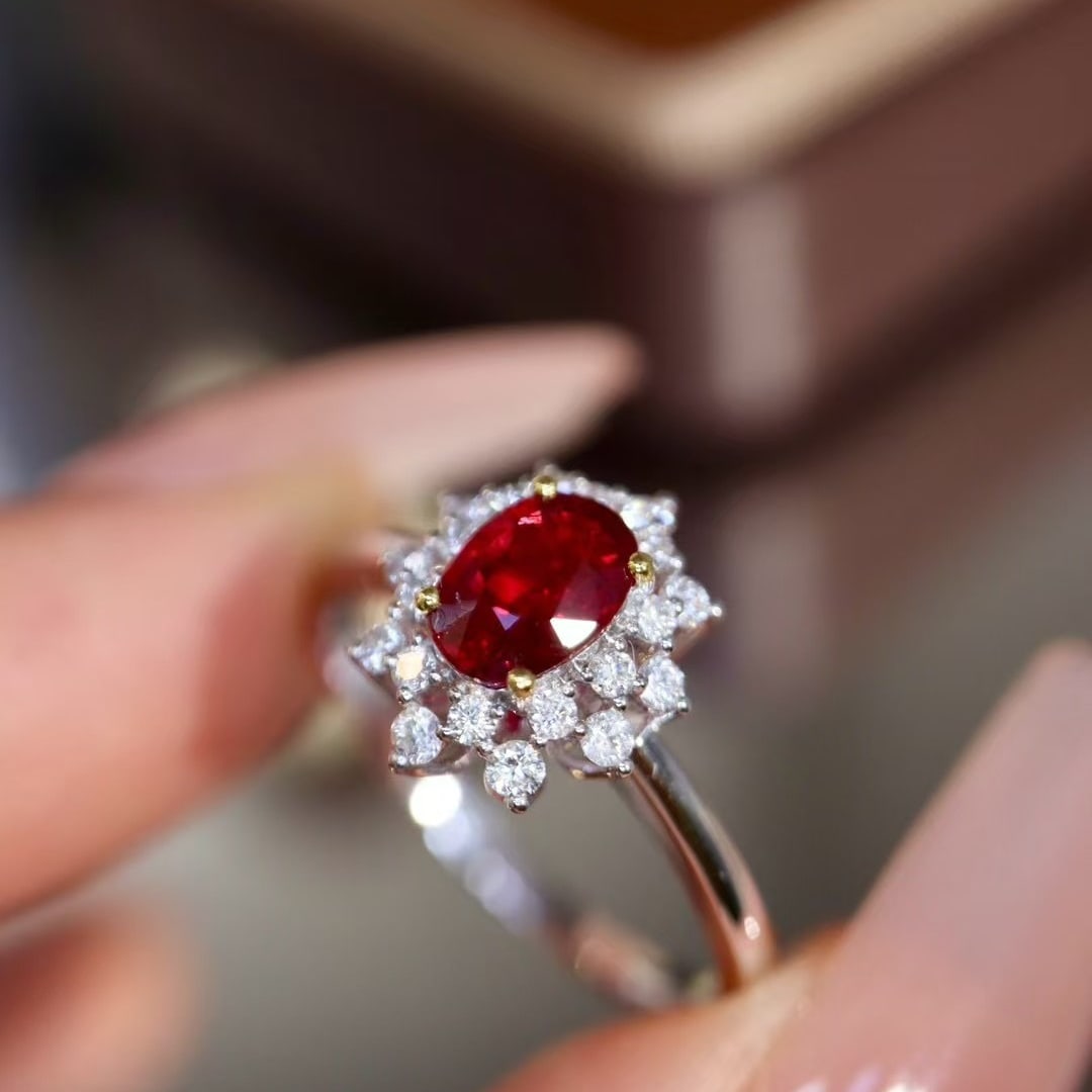 14k Gold 0.99 Ctw Natural Ruby & Diamond Ring - 5