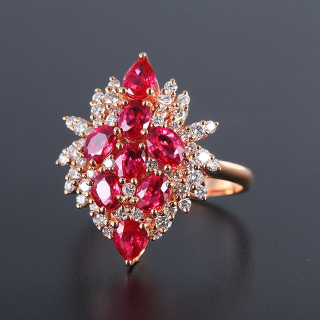 14k Gold 2.78 Ctw Natural Ruby & Diamond Ring - 2