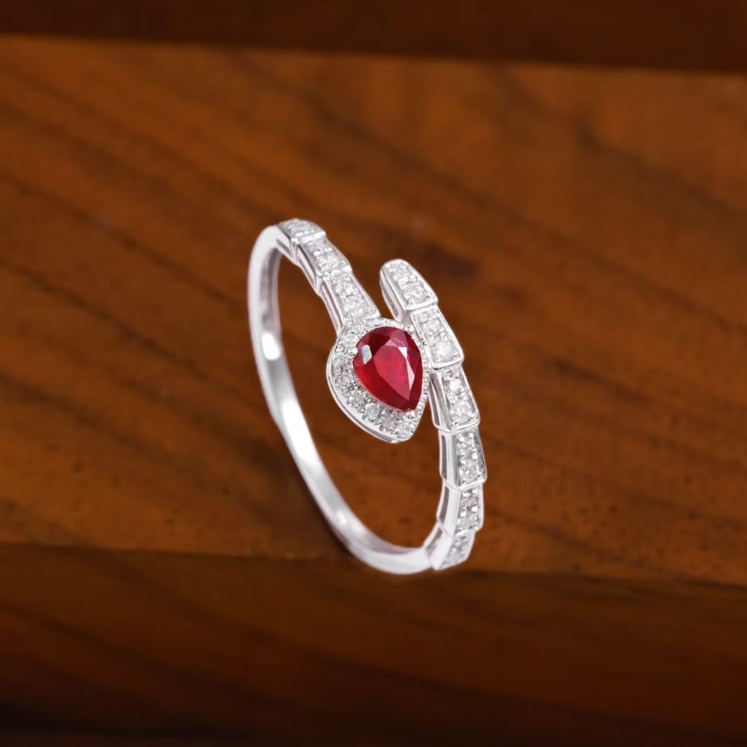 14k Gold 0.45 Ctw Vivid Red Natural Ruby & Diamond Ring - 2