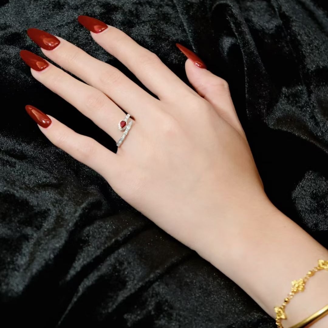 14k Gold 0.45 Ctw Vivid Red Natural Ruby & Diamond Ring - 3