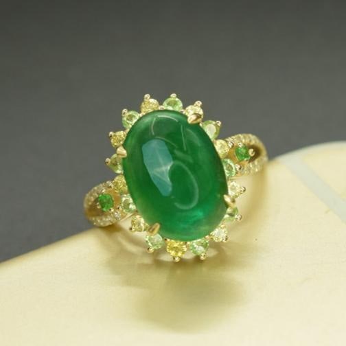 14k Gold 5.21 Ctw Natural Emerald & Sapphire Ring - 4