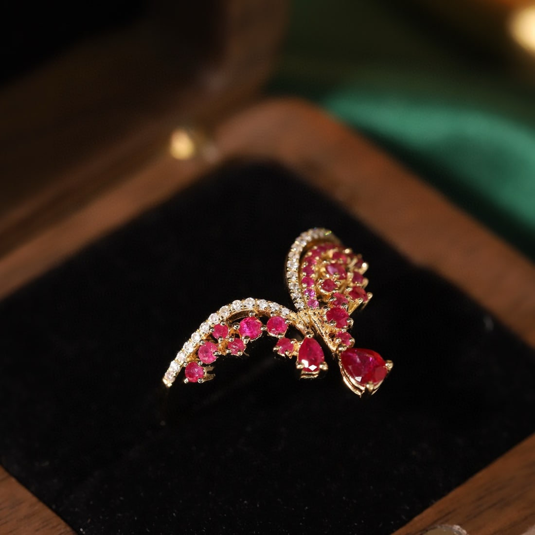 14k Gold 0.85 Ctw Natural Ruby & Diamond Ring - 7