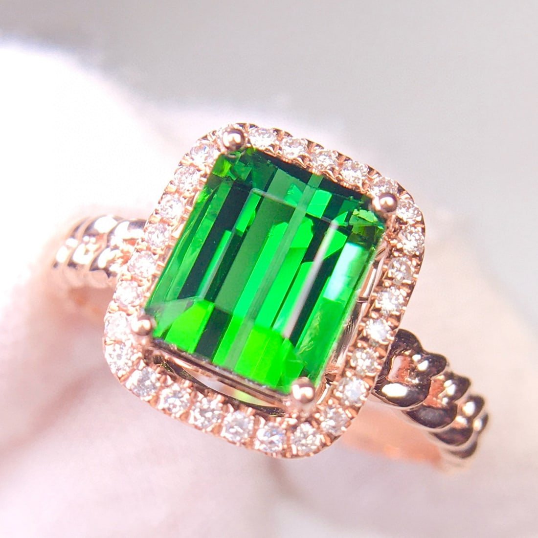 14k Gold 2.9 Ct Natural Tourmaline & Diamond Ring (1 of 7)