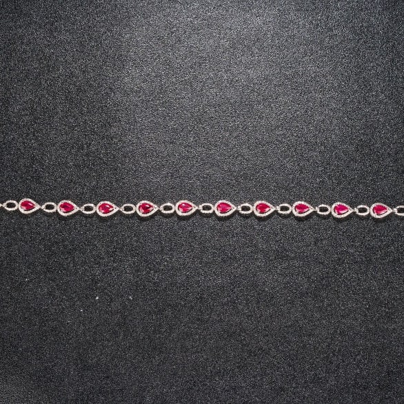 14k Gold 3.78 Ctw Natural Ruby & Diamond Bracelet - 4