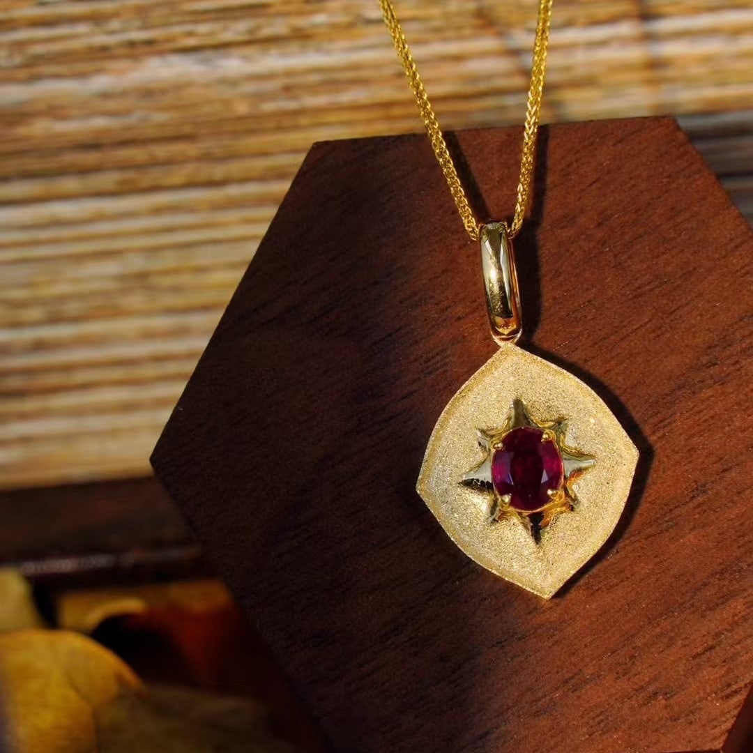 14k Gold 0.5 Ct Natural Ruby Pendant( Without Chain ): Ref:231133095 // gold content:14k gold // main gemstone:ruby // shape:oval // carat weight:0. 5ct // color:red // treatment:natural // Condition: NewLow Estimate: 1200.00High Estimate: 1800.00