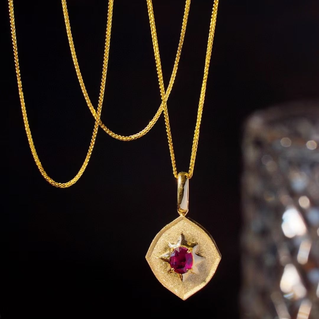 14k Gold 0.5 Ct Natural Ruby Pendant( Without Chain ) - 5