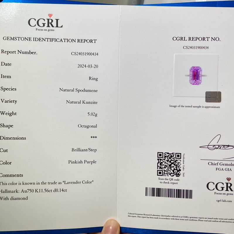 14k Gold 11.70 Ctw Natural Kunzite & Diamond Ring - 2