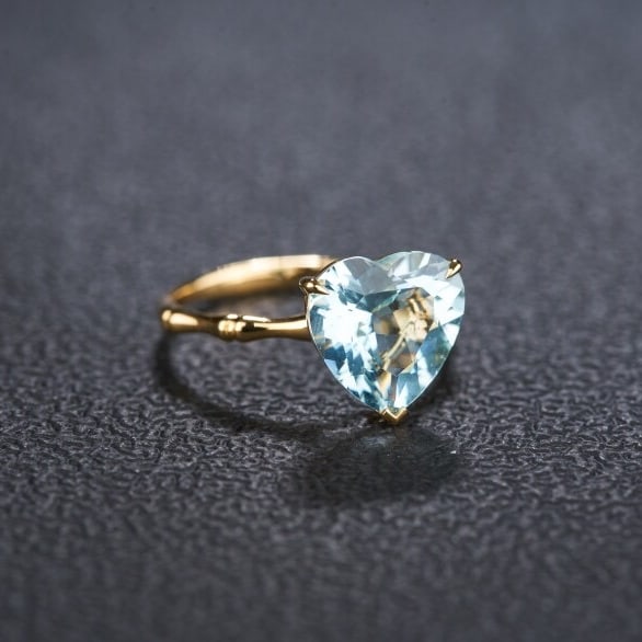 14k Gold 2.96 Ct Natural Aquamarine Ring - 3