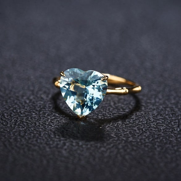 14k Gold 2.96 Ct Natural Aquamarine Ring - 4