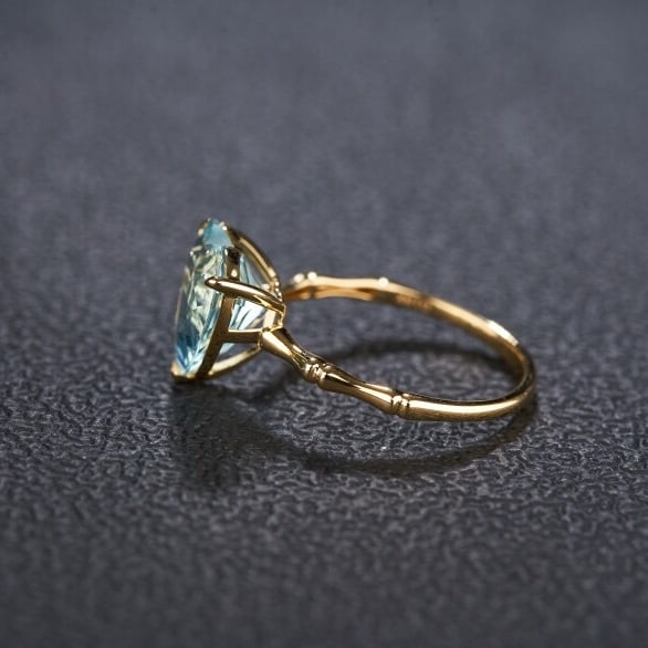 14k Gold 2.96 Ct Natural Aquamarine Ring - 5