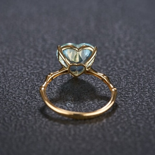 14k Gold 2.96 Ct Natural Aquamarine Ring - 6